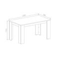 Table de salle à manger et séjour, rectangulaire, chêne clair et blanc, 138x80x75cm jusqu'à 6 convives, RF590-1