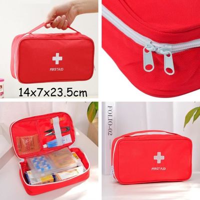 Trousse Premiers Secours Portable - Boîte Médicale Rouge - Sac Rangement Médicaments