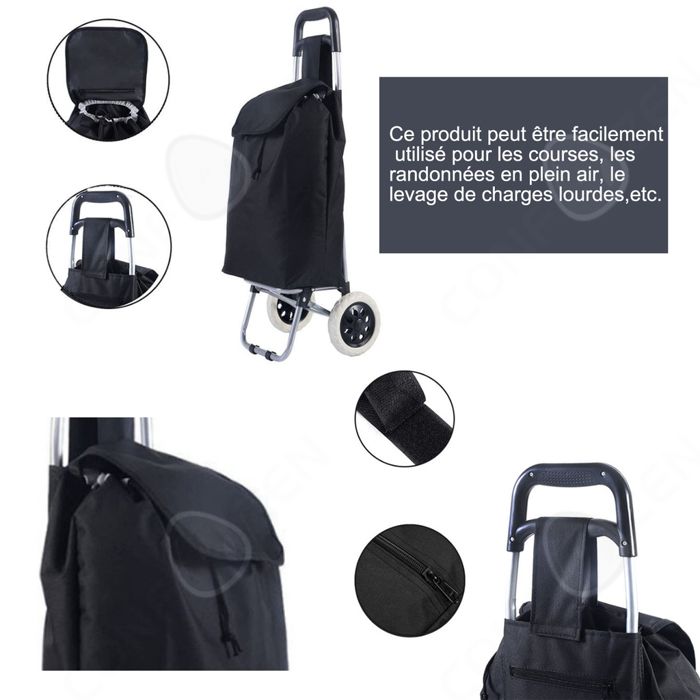 Chariot De Courses, Chariot De Courses Réutilisable Avec 4 Roues, Sac