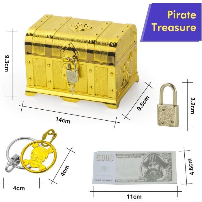 soitzhoc Ensemble de 100 pièces de Pirate pièces d'or | avec boîte de Transparente |, activités sur Le thème des Pirates pièces en Plastique | Convient pour Les décorations d'anniversaire etc