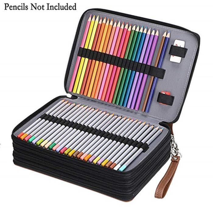 SUMTree Trousse à Crayons 160 Emplacements - Étui Organisateur Pour Dessinateurs Professionnels & Amateurs - Bleu Foncé Avec Poignée
