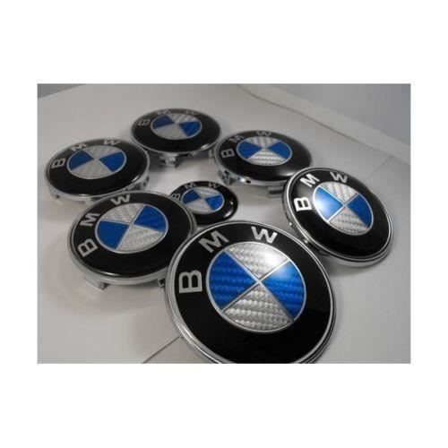 Lot De 7 Emblèmes BMW Noir Et Blanc - Capot 82mm, Coffre 74mm, Volant 68mm, Adhésifs Décoratifs