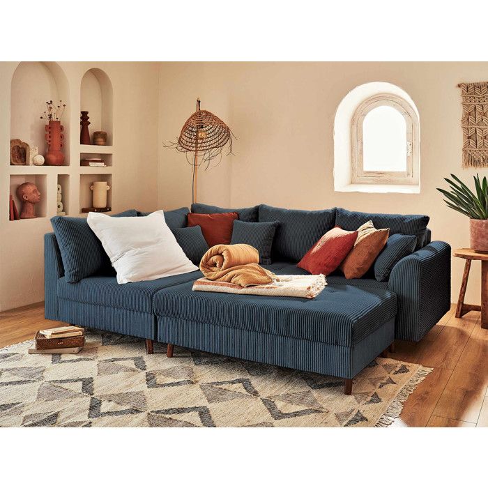 Rune - canapé d'angle gauche - 4 places - avec pouf d'appoint - en ...