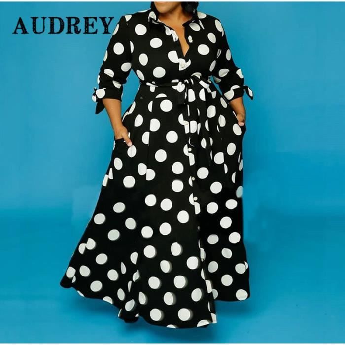 Robe maxi longue pois pour femmes avec ceinture v tements grande