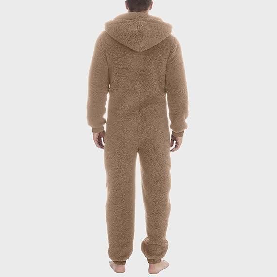 Grenouillere pour Homme Pyjama Polaire Pyjama en Flanelle a Capuche Pyjama Une piece en Polaire Onesie en Peluche Comfortable Homme Kaki Cdiscount Pret a Porter