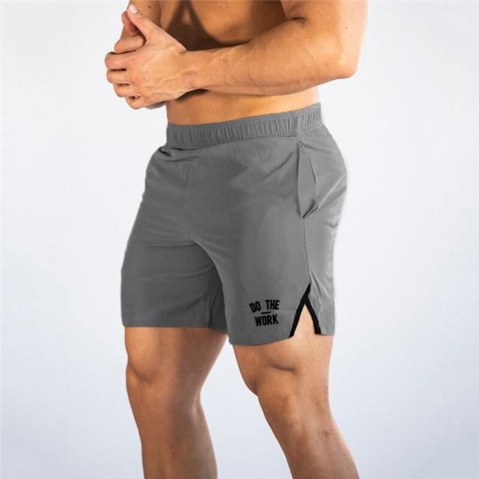 Short Shorts de Fitness pour hommes musculation Jogging s courts de marque pour hommes vetements de sport Bleu F95942 Blanc Cdiscount Pret a Porter