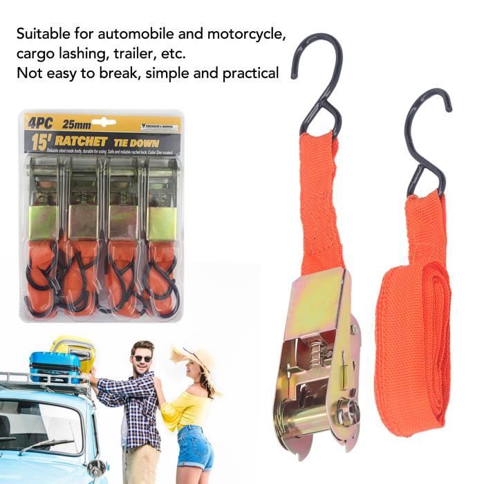 Sangles D'arrimage à Cliquet Kerbl - Lot De 2, Orange, 4 M X 50 Mm, Charge 4000 Kg