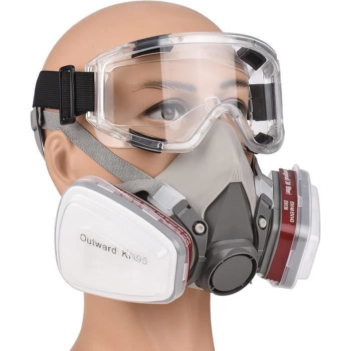 Masque a Gaz Zelbuck 8100 Masque Respiratoire Réutilisable Masque  Protection Respiratoire avec des Lunettes de Sécurité - Filtres Intégrés  pour Une