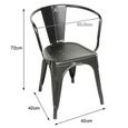 8X Chaise empilable en fer forgé - Noir - Style Industrielle - Haute 72 cm-2