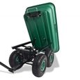 Chariot de jardin porte-outils rabattable avec remorque à pousser en métal inoxydable - brouette de jardin à 4 roues avec charge max-2