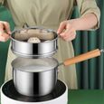 Qiilu casserole antiadhésive Pot à lait 304 en acier inoxydable antiadhésif casserole à lait multifonctionnel pot de nourriture-2