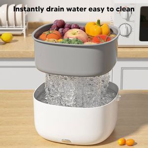 Nettoyeur De Fruits Et Légumes Manuel - Panier Rotatif Avec Vidange, Sans Électricité