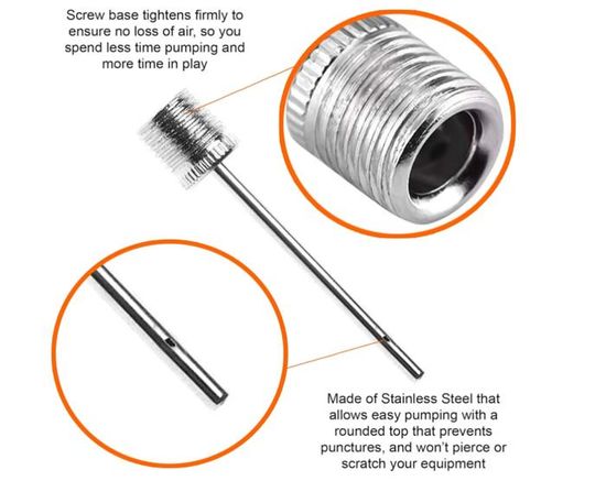 Set 3 Aiguilles Embouts Pompe à Ballon Basket Foot Hand Volley Rugby