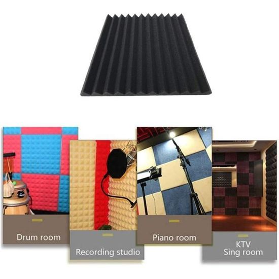 Lot De 96 Panneaux Acoustiques En Mousse Noire - 30,5 X 30,5 Cm, Isolation Studio, Home Studio, Bureau - 8