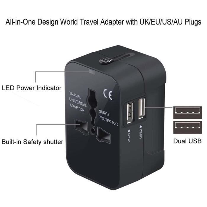 Wewoo - EU Plug à US noir Adapter Chargeur, adaptateur secteur de voyage  avec prise de courant aux États-Unis - Adaptateur Secteur Universel - Rue  du Commerce