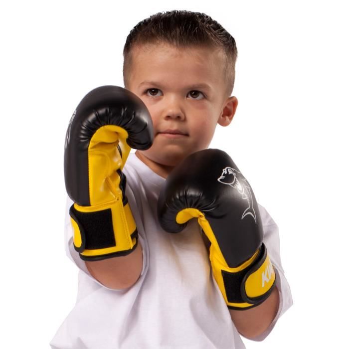 Paire de gants de boxe pour enfants en cuir synthétique et en mousse Paire de gants de boxe pour enfants en cuir synthétique et en mousse