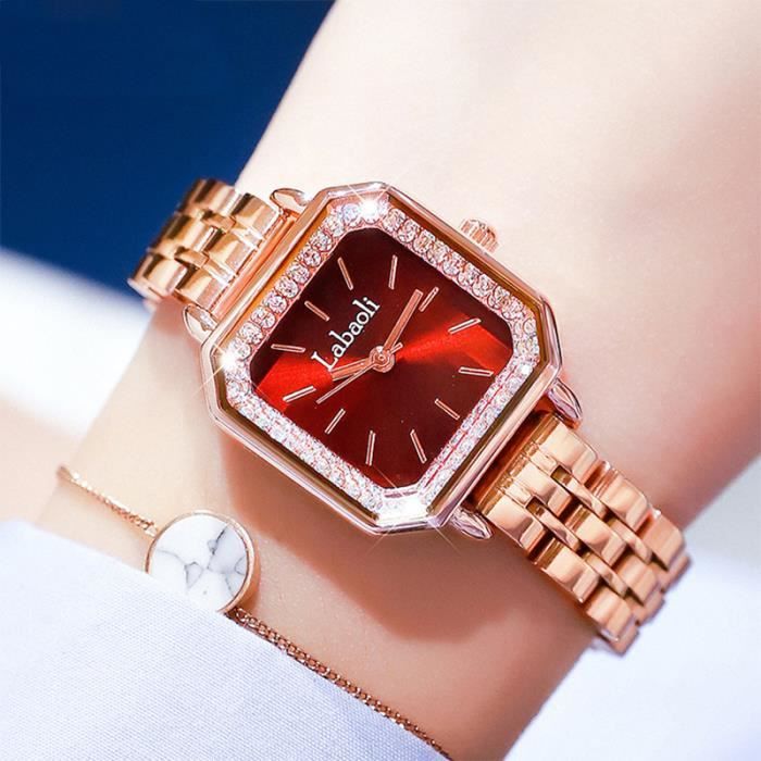 JewelryWe Montre Femme Acier Inoxydable: Montre Rectangulaire Vintage Chiffres Romains Analogique Quartz Etanche 1ATM - Cadeau Pour Femme