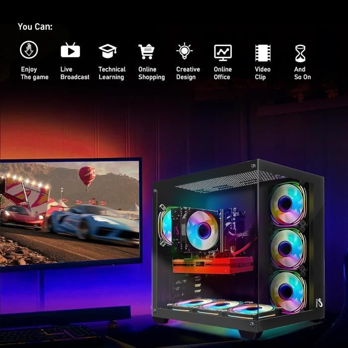 PC de jeu STGsivir, AMD Ryzen 7 5700X jusqu'à 4,6 G, RTX 3060 Ti 8