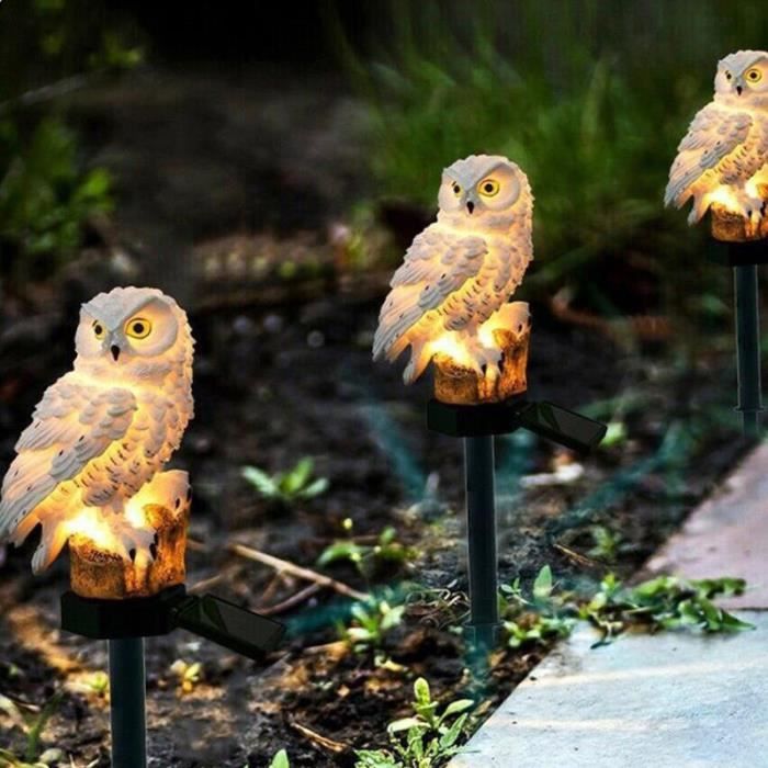 2 Pièces Lampe Solaire Extérieur Oiseau Résine – Déco Jardin Éclairée, Chargement Automatique, 10,5x9,5x5 Cm