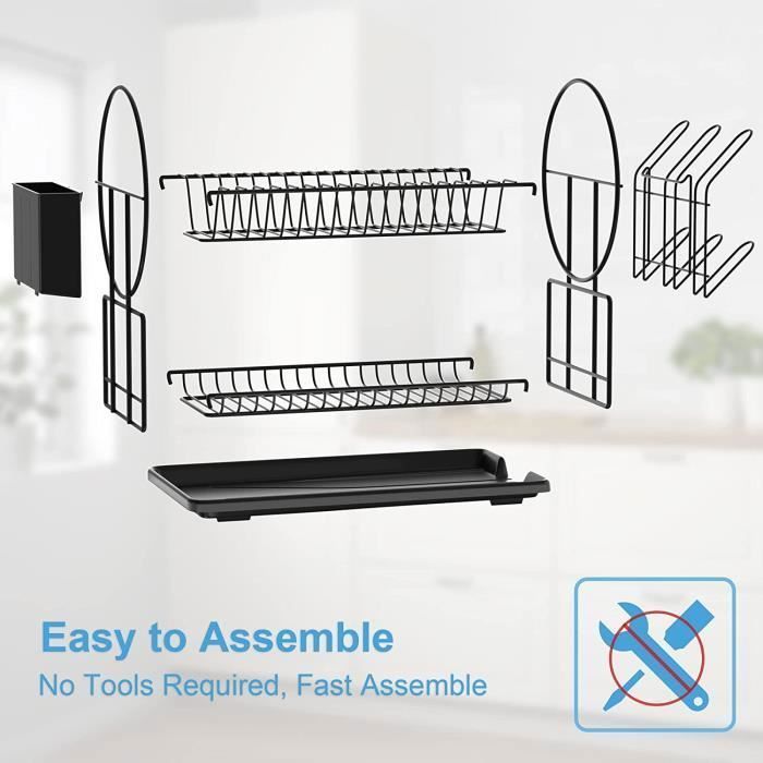 Égouttoir à Vaisselle Extensible En Inox – Pliable, Avec Porte-Ustensiles – Blanc – Pour Petites Cuisines - 1