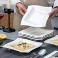 6pcs Assiettes Creuses Vaisselles Assiette à Soupe Carrée Porcelaine Plat Service de Table Malacasa Série AMPARO-3