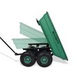 Chariot de jardin porte-outils rabattable avec remorque à pousser en métal inoxydable - brouette de jardin à 4 roues avec charge max-3