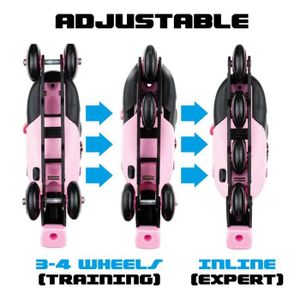 Combo Patins 4 Roues + Genouillères + Coudières Minnie – Taille Ajustable 23/27, Pour Enfants