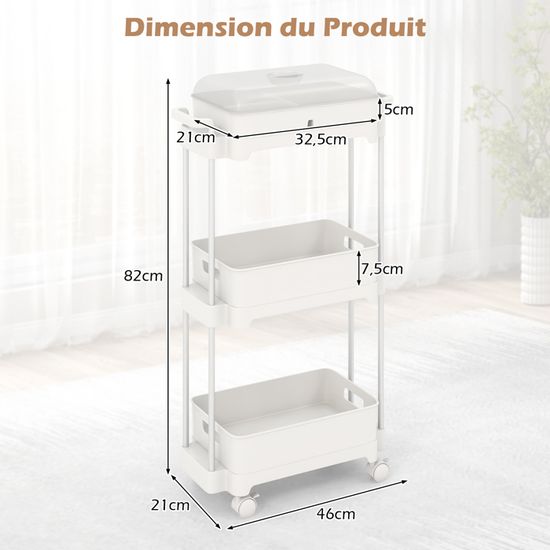 Chariot Cuisine Salle Bain Bureau Organisateur Puraday Chariot De Salon à 3 Niveaux Blanc 42x35x85 Cm Fer Et ABS Chariot De Menage Enfant Chariot Cuisine Salle Bain Bureau Organisateur Puraday Chariot De Salon à 3 Niveaux Blanc 42x35x85 Cm Fer Et ABS Chariot De Menage Enfant