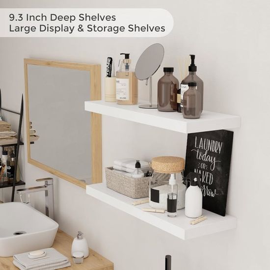 2 Étagères Murales En Acrylique Sans Percage – 22,8 X 8,8 X 6 Cm, Adhésif Double Face Inclus, Pour Chambre Salon