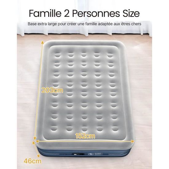 Matelas Gonflable IDOO Avec Pompe Intégrée - Auto-gonflage/dégonflage En 3 Min, 190x99x46 Cm, Capacité 250 Kg - Pour Camping, Invités