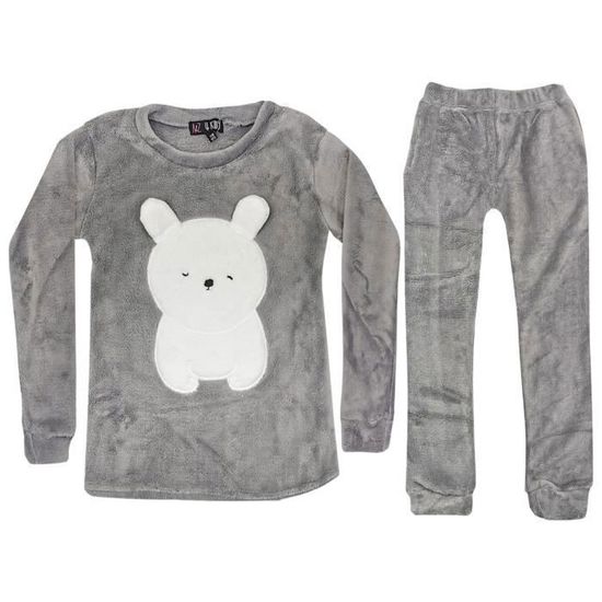 Pyjama en molleton brode ours polaire pour enfants unisexes 2 13 ans