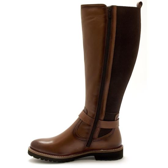 Bottes en cuir lastiqu es PEDICONFORT Marron Hauteur de tige 38cm Talon 3cm