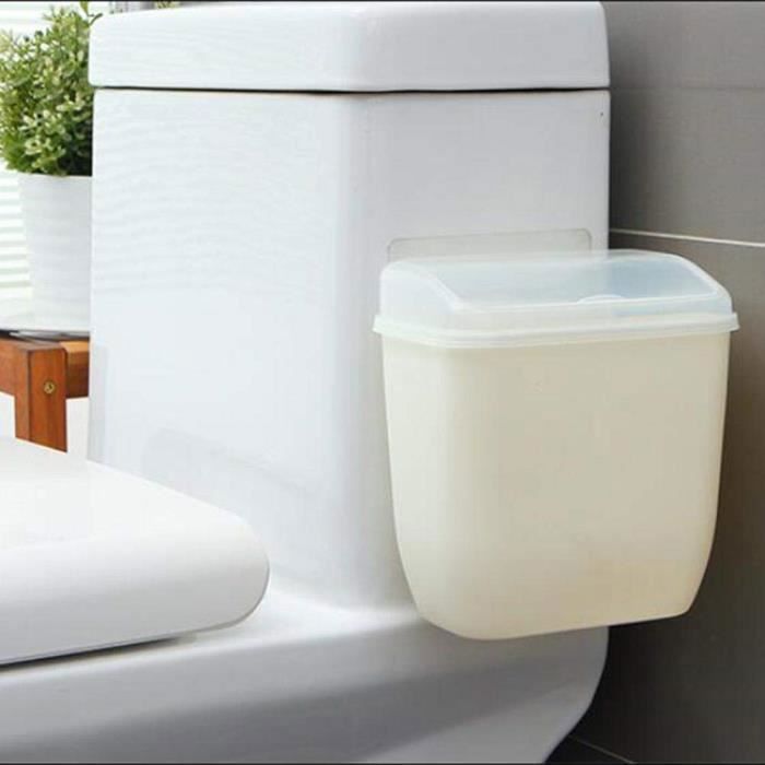 Poubelle Murale WC Avec Couvercle - Mini Poubelle Amovible Blanc, 17x10.5x19cm