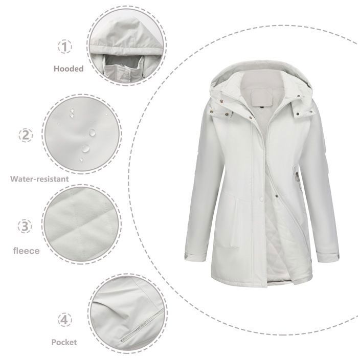 LAEMILIA Manteau Femme Hiver Chaud - Doudoune Mi-Longue Matelassée Avec Capuche Amovible S-XXL