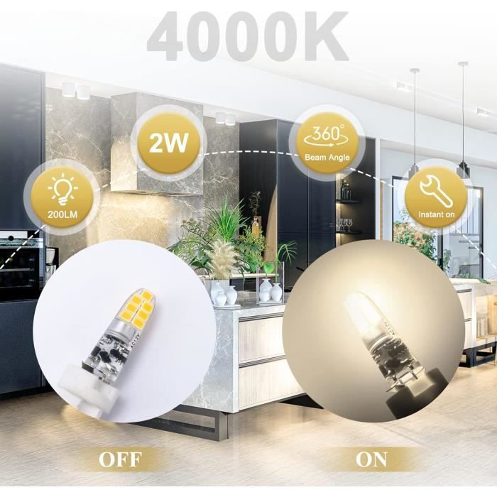 Ampoules LED G4, AC 220V G4 LED 2W 200LM, Equivalent des Ampoules