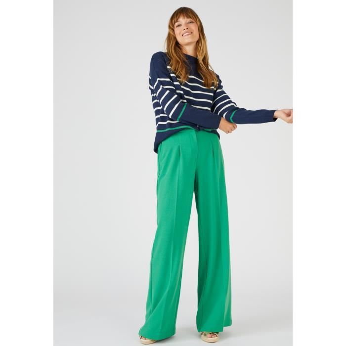 Pull Damart Mariniere pressions epaule Thermolactyl Vert Raye Vert raye Cdiscount Pret a Porter