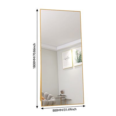 Miroir mural pour décoration de salon, 29,5x17,7 Design moderne en feuille de ginkgo en métal créatif HD à suspendre verticalement ou horizontalement Grand miroir mural pour chambre à coucher, salon