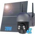 Caméra de Surveillance Solaire Extérieure sans Fil Xega 3G-4G LTE 2K avec Vision Nocturne 20W Panneau Solaire 20,000mAh Batterie-0