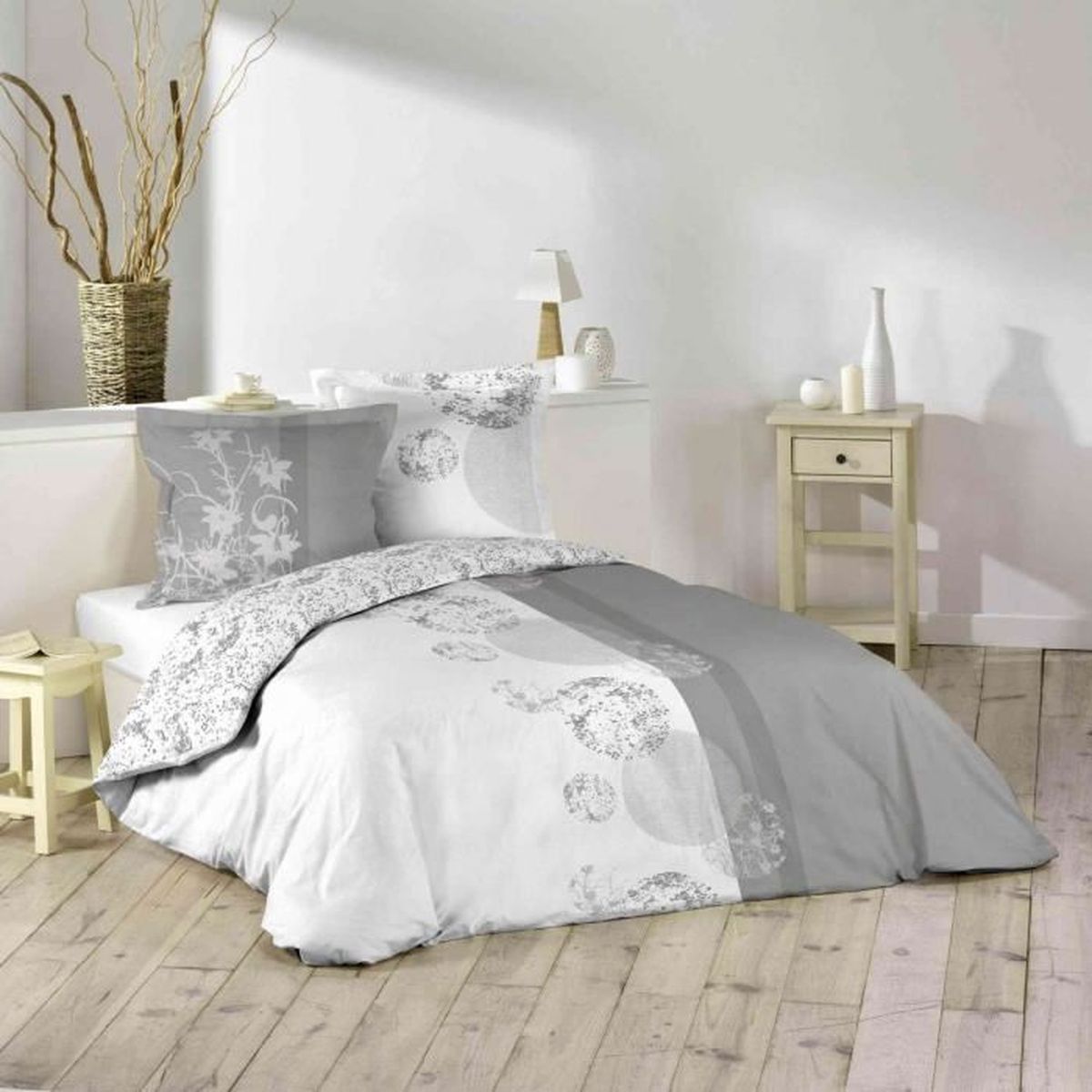 Parure de lit 100% coton 220x240 BUBBLES  Cdiscount Maison