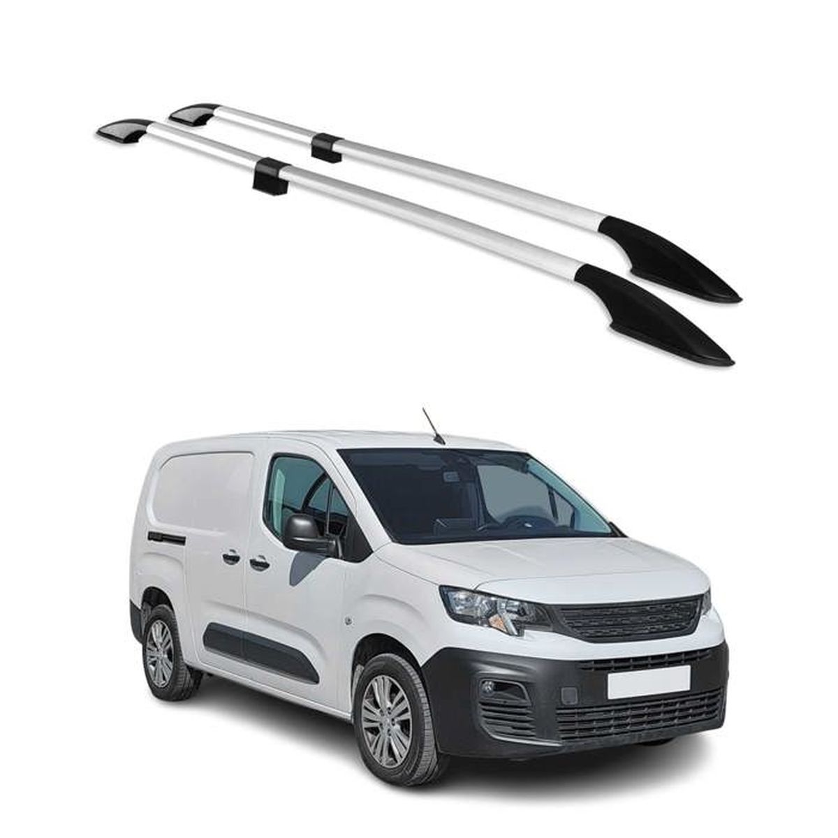 Barres De Toit Aluminium Pour VW Caddy 2015-2020 L2 - Longitudunales, Capacité 75kg, Design Aérodynamique