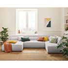 LISA DESIGN Onyx - canapé panoramique d'angle droit 7 places - en velours côtelé - Gris clair