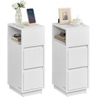 Lot de 2 Tables de Chevet VASAGLE avec 2 Tiroirs et Compartiment Ouvert, Blanc Nuage