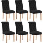 Lot de 6 Chaises de Salle à Manger Haut Dossier Assise Rembourrées -Pieds en Bois Chêne confortable-Noir YAHEETECH