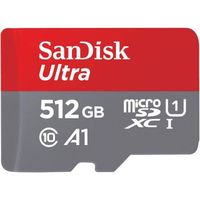 512 Go Ultra microSDXC UHS-I Carte + Adaptateur SD, avec jusqu'à 150 Mo-s, Classe 10, U1, homologuée A1
