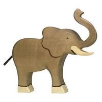 Figurine Elephant - GOKI - Modèle Elephant - Bois d'érable et de hêtre - Marron, beige et noir