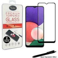 [2pack] Verre trempé pour Samsung Galaxy A22 5G Film de protection bords noir avec Stylet Toproduits®