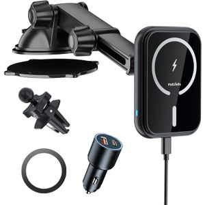 Support Téléphone Voiture MagSafe 15W - Charge Rapide QC3.0 38W - Compatible IPhone 12-16, Fixation Ventouse/tableau