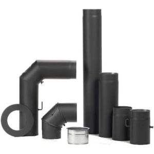 Kit Coude Cheminée Acier 90° - Noir Métallisé - Diamètre 150 Mm - Pour Poêle Et Insert
