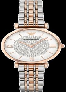 MONTRE ARMANI JEANS Montre bracelet Retro AR1926 - Pour femme - Coloris : argent et or rose