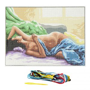 Kit Canevas au Demi Point Croix Ensemble de broderie tapisserie Ensemble de broderie au point de Y compris fil de coton multi-brins42x30(Sans cadre